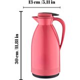 Airobazar 1 Litre Cam Termos | Isıya Dayanıklı Çift Katmanlı | Piknik Kamp Ofis Kafe Ev Kullanımı - Pembe