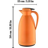 Airobazar 1 Litre Cam Termos | Isıya Dayanıklı Çift Katmanlı | Piknik Kamp Ofis Kafe Ev Kullanımı - Turuncu