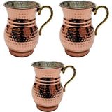 Airobazar El Dövmesi Bakır Ayran Bardağı – Geleneksel Bakır Içecek Bardağı 9,5 cm - 3 Adet - 195 ml