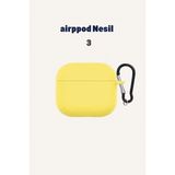 Airpod 3 Nesil Uyumlu Kılıf Silikon Kapak Arka Koruma Kabı Koruyucu Kılıf - Sarı - Nesil 3