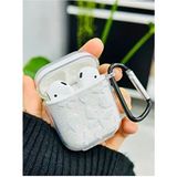 Airpods 1. Nesil ve 2. Nesil Uyumlu Kelebek Tasarımlı Simli Kalın Şeffaf Silikon Kılıf - Beyaz