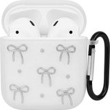 AirPods 4. Nesil ile Uyumlu Glitter Silikon Kılıf Şeffaf Simli Koruyucu Fiyonk Deseniyle Askı Aparatı Dahil Çanta Kolu ve Kemer Tokasına Takılabilir Şık Tasarım AirPods 4 için Kulaklık Kılıfı