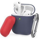 AirPods Kılıf Koruyucu Case Silikon Kemer Klips Yedek Kapak Hediyeli - Lacivert
