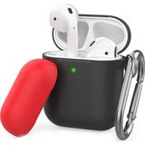 AirPods Kılıf Koruyucu Case Silikon Kemer Klips Yedek Kapak Hediyeli - Siyah
