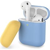 AirPods Kılıf Koruyucu Case Silikon Mat Yedek Kapak Hediyeli PT-38 - Açık Mavi
