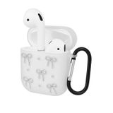 AirPods Pro 2. Nesil ile Uyumlu Glitter Silikon Kılıf Şeffaf Simli Koruyucu Fiyonk Deseniyle Askı Aparatı Dahil Çanta Kolu ve Kemer Tokasına Takılabilir Şık Tasarım AirPods Pro 2 için Kulaklık Kılıfı