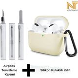 Airpods Pro 2. Nesil Uyumlu Yüksek Kalite Liquid Silikon Tıpalı Kılıf ve Elektronik Temizleme Kalemi - Starlight