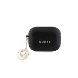 Airpods Pro 2 Uyumlu Kılıf Guess Lisanslı Glitter Elmas Kalp Süs Zincirli Siyah