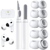 AirPods Pro 3 Nesil için 5 Çift Yedek Kulak Ucu, Dahili Toz Koruma Ekranı, AirPods Pro 3. (2025) için Temizleyici Kalem Silikon Kulak Uçları (5 Boyut-XXS/XS/S/M/L) -Beyaz