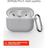 Airpods Pro 3. Nesil Uyumlu Darbelere Dayanıklı Askı Aparatlı Silikon Kılıf - Gri