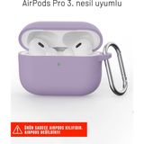 Airpods Pro 3. Nesil Uyumlu Darbelere Dayanıklı Askı Aparatlı Silikon Kılıf - Lila