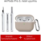 Airpods Pro 3. Nesil Uyumlu Darbelere Dayanıklı Askı Aparatlı Silikon Kılıf ve Elektronik Temizleme Kalemi - Starlight