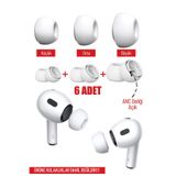 AirPods Pro/Pro 2 ile Uyumlu Anc Delikli 3 Çift (XS,S,L) Silikon Yedek Kulaklık Ucu Beyaz