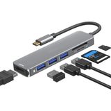 Airsky 6 In 1 Sd USB Type-C Hub HDMI Girişli Macbook Çevirici - Gri
