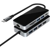 Airsky Type-C To HDMI USB 3.0 RJ45 Usb-C 60W Tf ve Sd Dönüştürücü Hub - AL3575 - Siyah