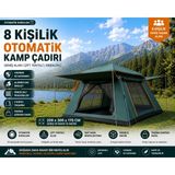 Airstorr 8 Kişilik Tam Otomatik Kamp Çadırı Portatif Su Geçirmez 200x300 cm Yeşil Oxford Malzeme