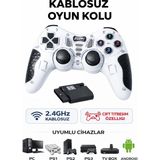 Airstorr Kablosuz Oyun Kolu 2.4ghz – Pc, Ps1, Ps2, Ps3, Tv Box ve Android Uyumlu – Çift Titreşimli Gamepad - Beyaz