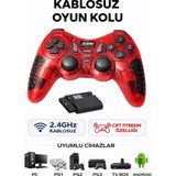 Airstorr Kablosuz Oyun Kolu 2.4ghz – Pc, Ps1, Ps2, Ps3, Tv Box ve Android Uyumlu – Çift Titreşimli Gamepad - Kırmızı