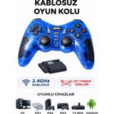 Airstorr Kablosuz Oyun Kolu 2.4ghz – Pc, Ps1, Ps2, Ps3, Tv Box ve Android Uyumlu – Çift Titreşimli Gamepad - Mavi