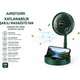 Airstorr Katlanabilir Şarjlı Masaüstü Fan USB Taşınabilir Vantilatör - Koyu Yeşil