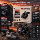 Airstorr M9 Drone Kameralı Ekranlı Kumanda 2200MAH Batarya Katlanabilir Fpv Mobil Uygulama Destekli Drone - Siyah