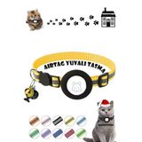 Airtag Yuvalı Kedi Ve Köpek Tasması Kilitli Güvenlik Aparatı Airtag Kılıfı Ve Zil Boyun Tasması Gps Tek Ebat Sarı
