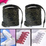 Airyfoot Airyfoot Siyah Altın 120 cm Simli Yassı Bağcık, Bot, Spor, Converse, Günlük Ayakkabı Bağcığı - Siyah - Altın