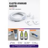AiryFooT Akıllı Bağcık, Pratik Lastikli Ayakkabı Bağcığı 100 Cm ( Beyaz Çizgili )