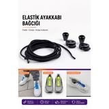 AiryFooT Akıllı Bağcık, Pratik Lastikli Ayakkabı Bağcığı 100 Cm ( Siyah )