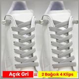Airyfoot Pratik Kilitli Elastik Ayakkabı Bağcığı 100 cm ( 1 Çift ) - Açık Gri