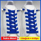 Airyfoot Pratik Kilitli Elastik Ayakkabı Bağcığı 100 cm ( 1 Çift ) - Saks Mavi