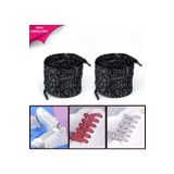 AiryFooT Siyah Gümüş Simli Yassı Bağcık, Bot, Spor, , Günlük Ayakkabı Bağcığı 120 cm