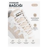 AiryFooT Vidalı Kilitli Akıllı Yuvarlak Bağcık, Elastik Pratik Ayakkabı Bağcığı 100 CM, 1 Çift Beyaz ( Siyah Nikel Vida )