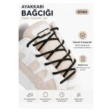 AiryFooT Vidalı Kilitli Akıllı Yuvarlak Bağcık, Elastik Pratik Ayakkabı Bağcığı 100 CM, 1 Çift Siyah ( Siyah Nikel Vida )