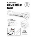 AiryFooT Yuvarlak Klasik Ayakkabı Mumlu Bağcık 1 Çift 70 cm ( Beyaz )