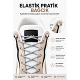 AiryFooT Yuvarlak Lastikli Klipsli Spor Ayakkabı Bağcığı 100 cm ( Açık Gri ) 1 Çift
