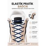 AiryFooT Yuvarlak Lastikli Klipsli Spor Ayakkabı Bağcığı 100 cm ( Lacivert ) 1 Çift