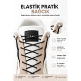 AiryFooT Yuvarlak Lastikli Klipsli Spor Ayakkabı Bağcığı 100 cm ( Siyah ) 1 Çift