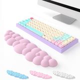 Aisakoc PU Deri Hafızalı Köpüklü Beyaz Bulut Bilek Desteği Sevimli Klavye Desteği, PC Oyun/El Yastığı/Bilgisayar/Ofis için Masa Bilek Pedi (Pembe)