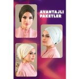 Aişe tesettür 3lü Iç Bone Set-haki-su Yeşili-krem
