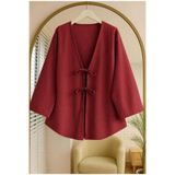Aişe tesettür Açık Bordo Önü Bağlamalı Kimono Tunik Açık bordo2
