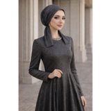 Aişe tesettür Antrasit Siyah Işıltılı Abiye Eşarp Bone Antrasit Siyah Işıltılı