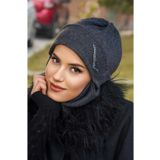 Aişe tesettür Antrasit Taşlı Maskeli Bere