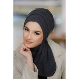 Aişe tesettür Antrasit Triko Atkılı Tesettür Bone