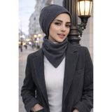Aişe tesettür Antrasit Triko Bere Ve Etol Takım Antrasit triko