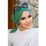 Aişe tesettür Bahar Yeşili Çapraz Bantlı Bone