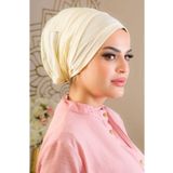 Aişe tesettür Battal Boy Kaymaz Bone-krem 40500