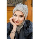 Aişe tesettür Bej Desen Maskeli Bere