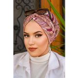 Aişe tesettür Bej Vişne Spiral Desen Burgu Bone