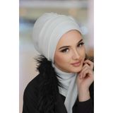 Aişe tesettür Beyaz Hazır Atkılı Tesettür Bone